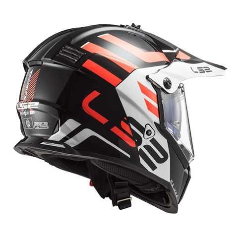 Casco Ls Doble Proposito Mx Pioneer Evo Adventurer Black White L