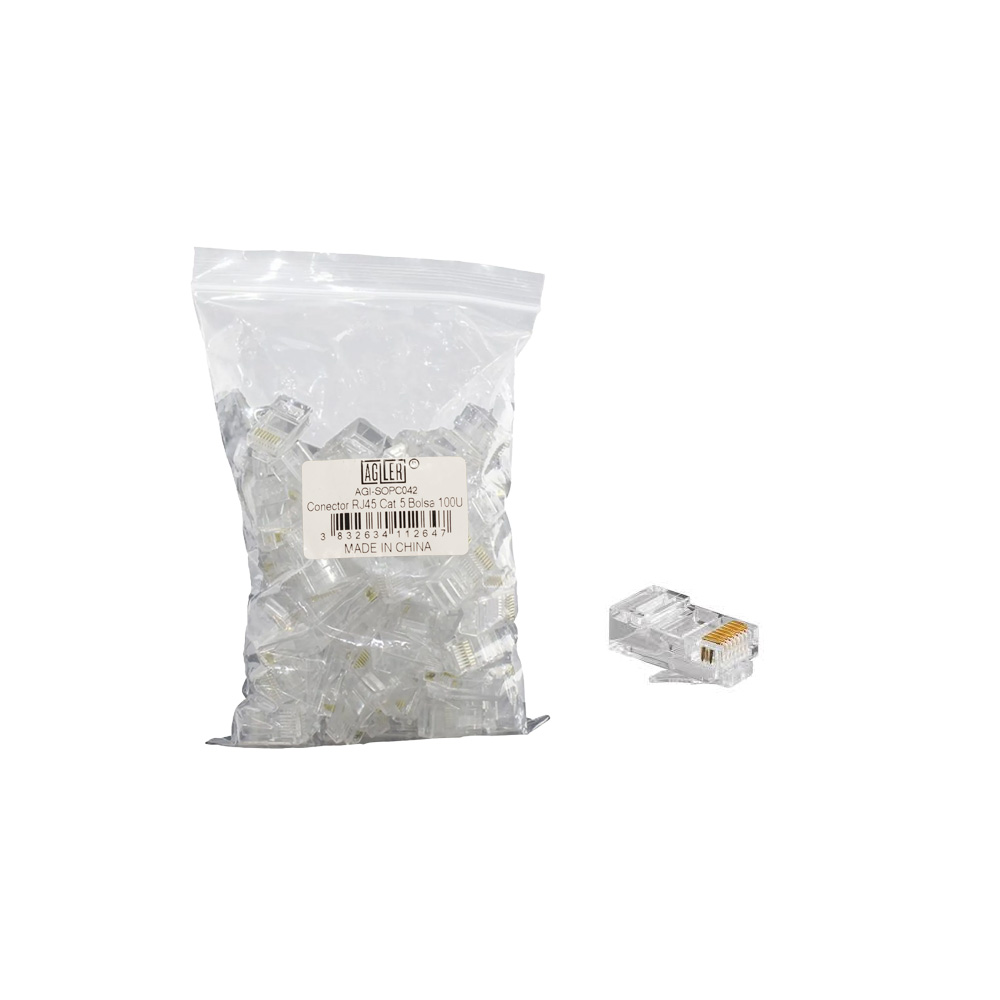 ACCESORIO   AGILER AGI SOPC042 CONECTOR RJ 45 CAT 5E BOLSA DE 100U