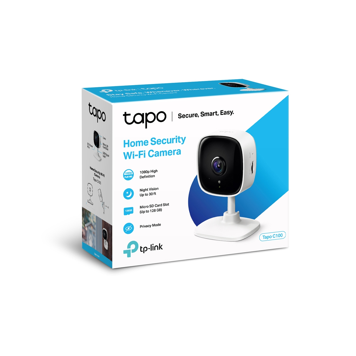 CAMARA IP TP LINK TAPO C100  FULL HD  VISION NOCTURNA  DETECCION MOV   AUDIO DOBLE VIA  SOPORTA MICR