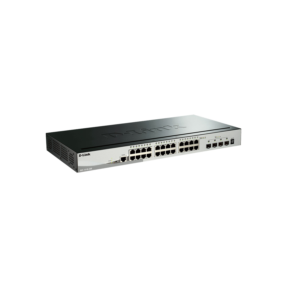 SWITCH D LINK DGS 1510 28X 24 PTOS  GIGABIT   4 PTOS SFP  L2  VLAN CAP 128GBPS 19