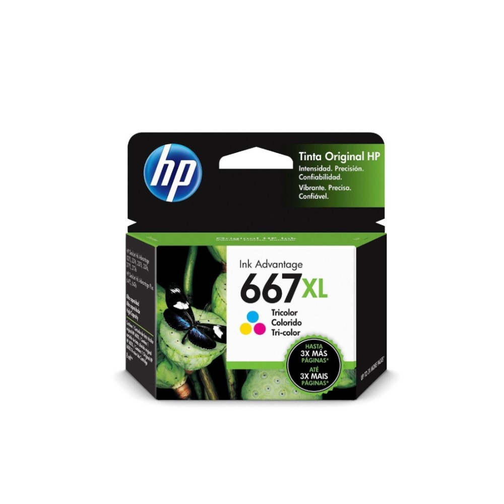 TINTA HPINC 667XL TRICOLOR 1275 2775 4175 4176 6078 23336 2374 6076 330 PAGS 3YM80AL