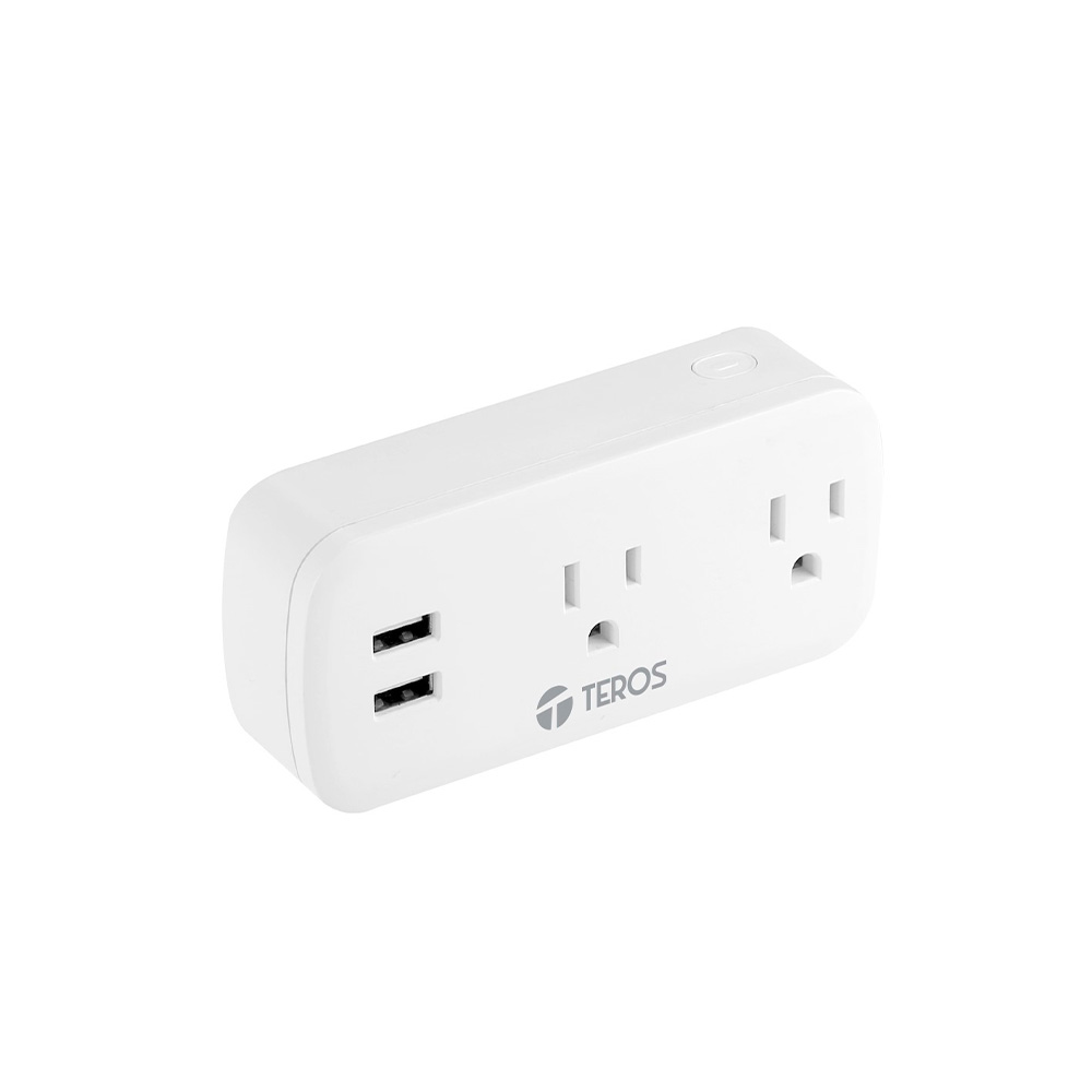 TOMACORRIENTE TEROS TE9102W SMART  2 TOMAS Y 2 PTOS  USB  WIFI 2 4GHZ  CARGA MAX  3300W  APP TEROS