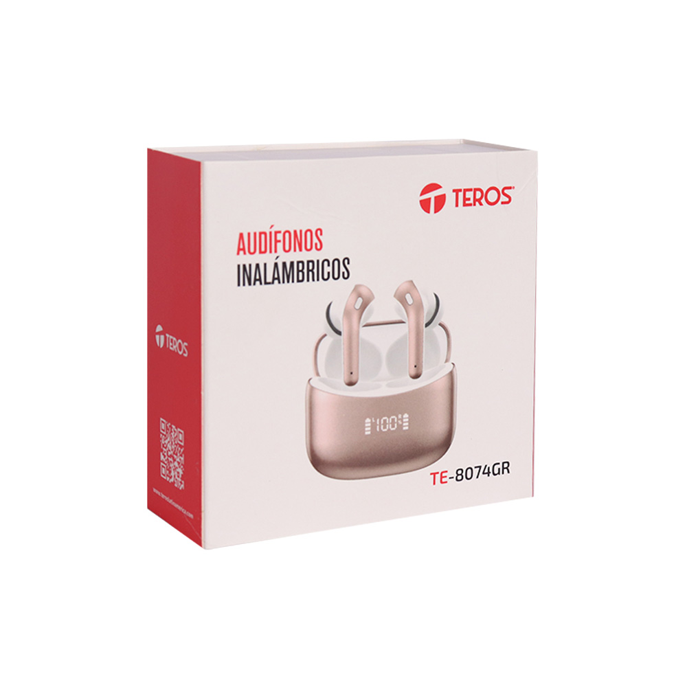 HEADSETS TEROS  TE8074GR IN EAR BT 5 3 ROSE GOLD ESTUCHE DE CARGA 400MAH RED  DE RUIDO  TYPE C