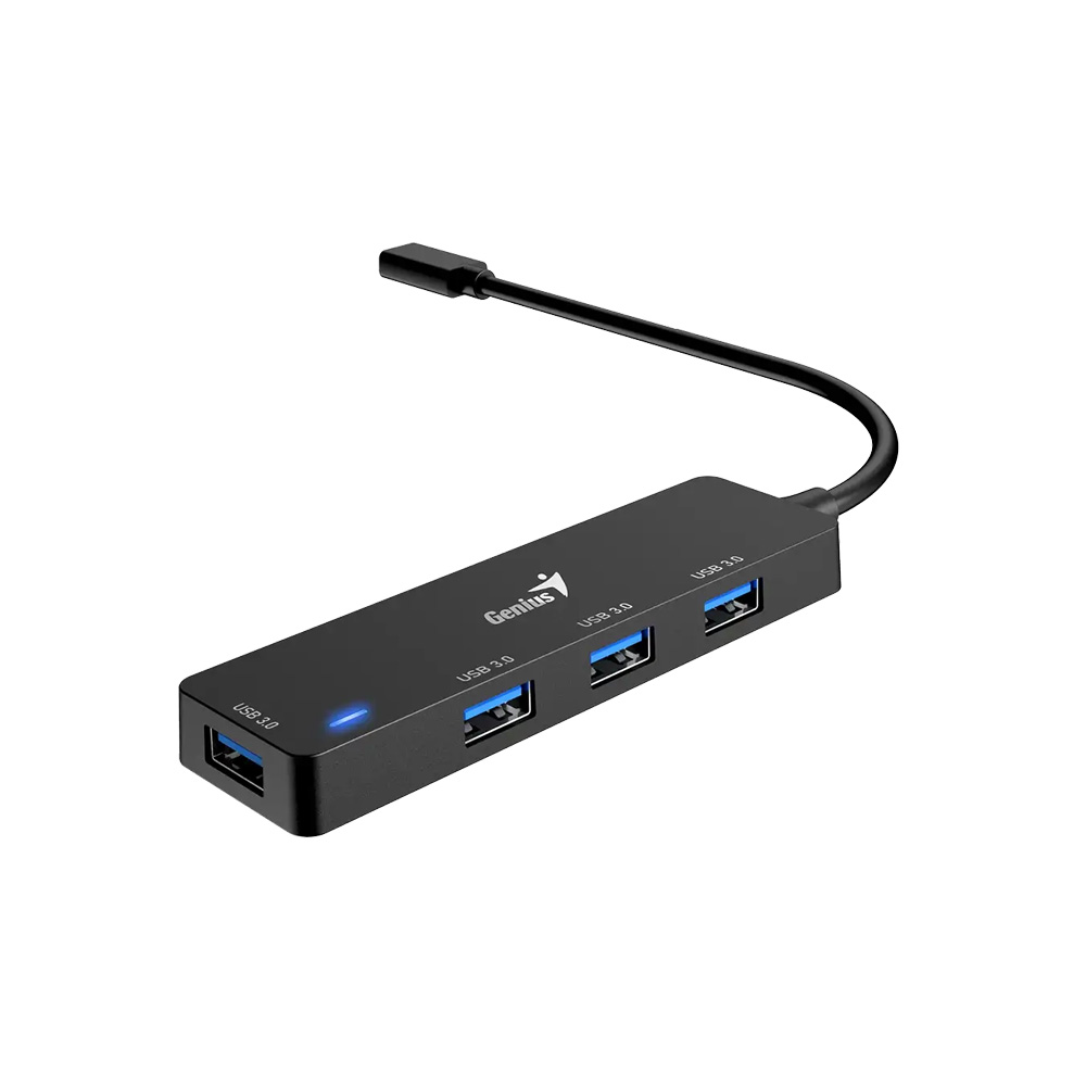 HUB GENIUS UH 400 USB TIPO C A 4 PUERTOS USB A 3 0  WIN 8 10 11  MAC OS 13 5  ANDROID OS  APPLE IO