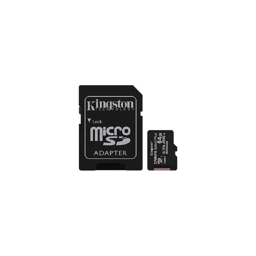 MICRO SDHC KINGSTON 64GB CON ADAPTADOR CANVAS SELECT PLUS 100R CL10 UHS I