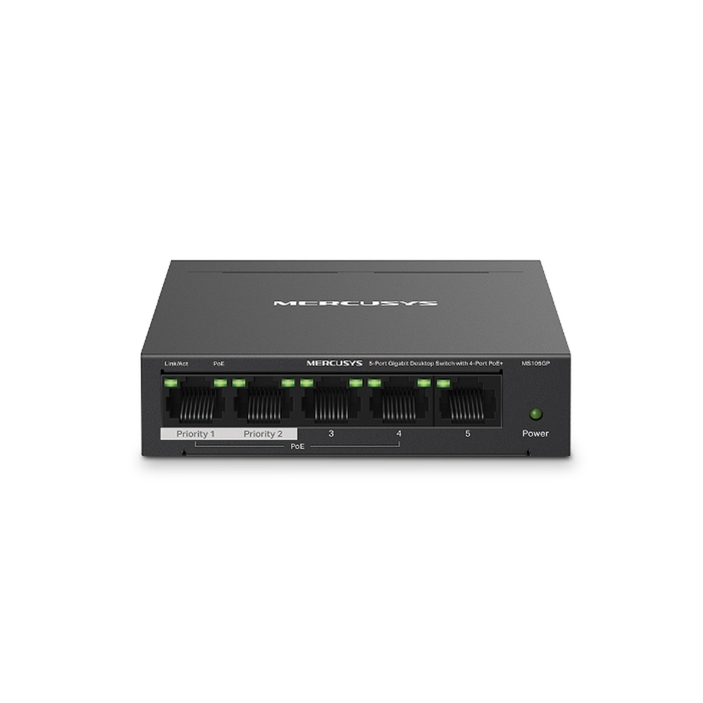 SWITCHES MERCUSYS  MS105GP   5 PUERTOS GIGABIT  4 POE   CARCASA DE METAL