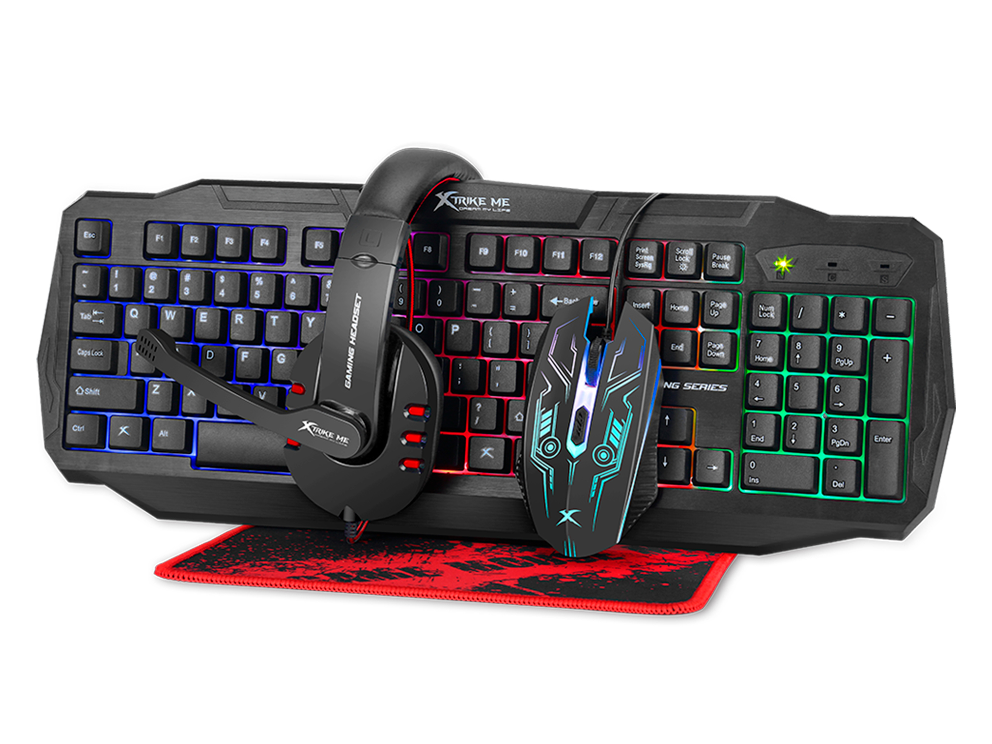 COMBO GAMING XTRIKE CM-406 4 in 1 HEADSET-TECLADO-MOUSE-MOUSE PAD