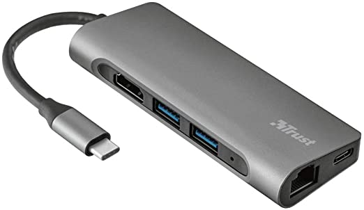 ADAPTADOR Trust Dalyx Aluminium 7-in-1 USB-C , HDMI, RED , USB , C, LEC TARJ