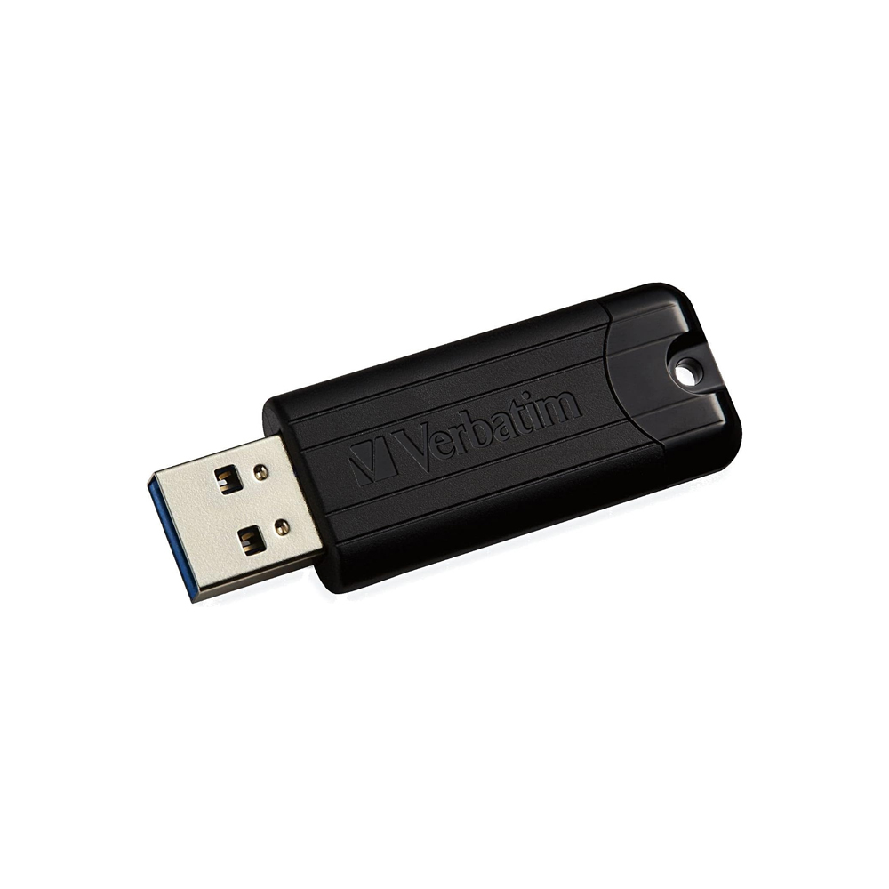 FLASH MEMORY VERBATIM 256GB PINSTRIPE NEGRO USB 3 0  RETRACTIL  MICROBAN