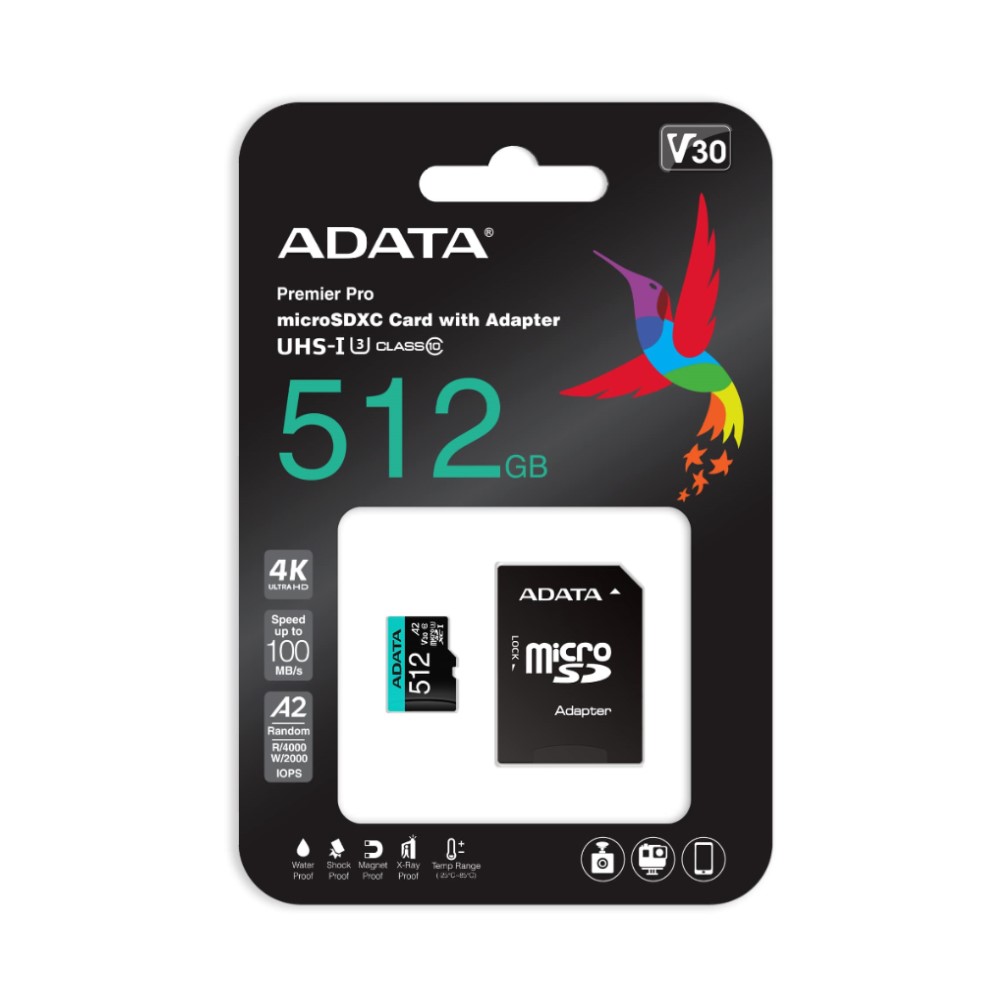 MICRO SD ADATA 512GB PREMIER PRO MICROSDXC SDHC UHS I U3 CLASS 10 V30S