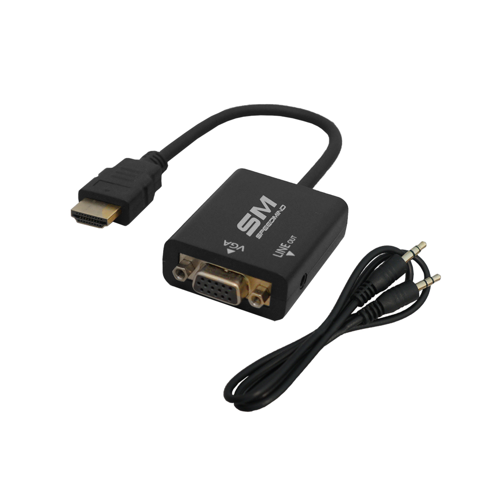 ADAPTADOR SPEEDMIND SM1890 HDMI A VGA   SOPORTA 1080P   PLUG   PLAY   CABLE AUDIO 3 5