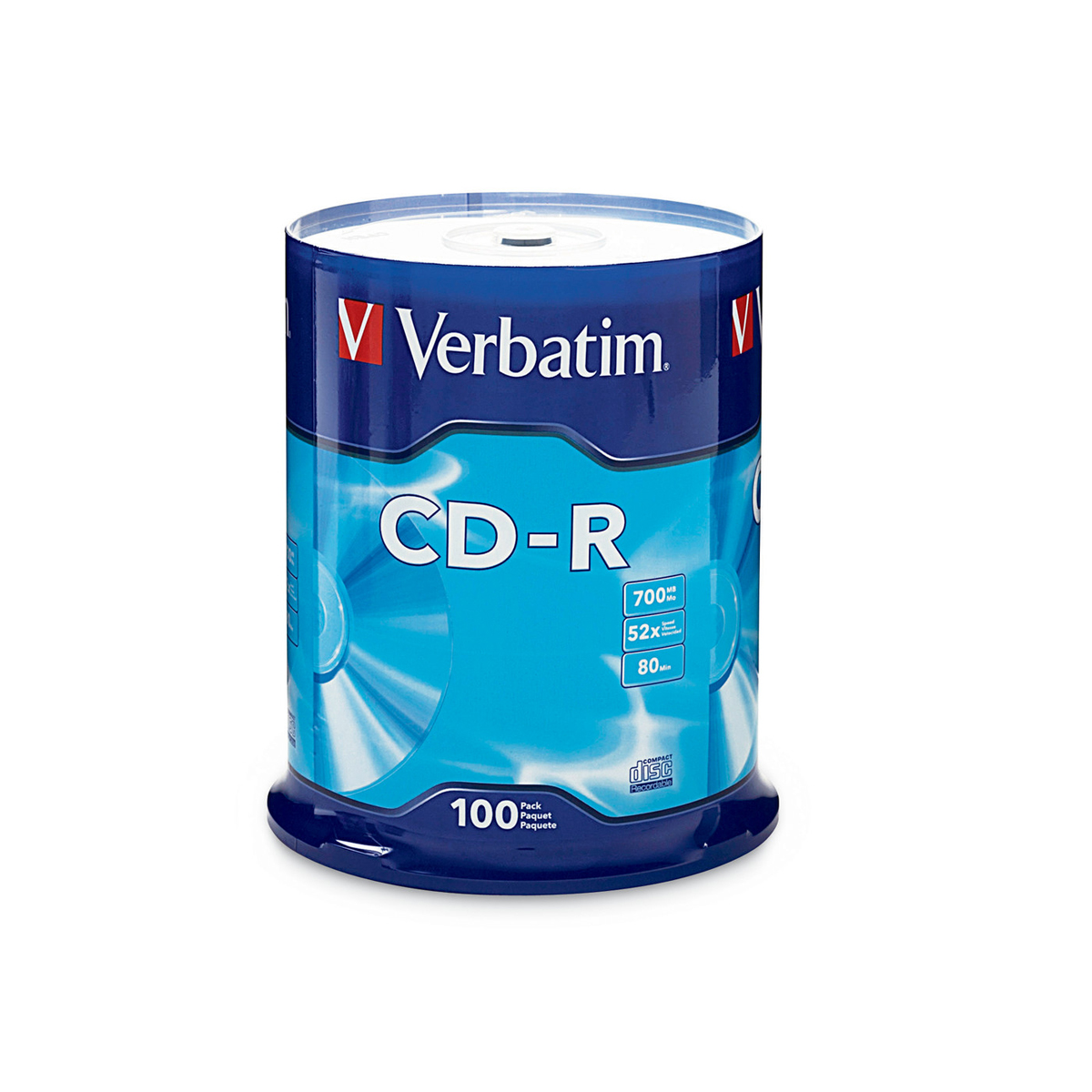 OPTICO VERBATIM 94554 CD R 80MIN 700MB 52X TORRE 100 UNDS 