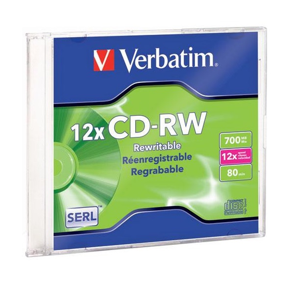 OPTICO VERBATIM 95161 CD RW 80MIN 700MB 12X PAQUETE X 20 UNDS 