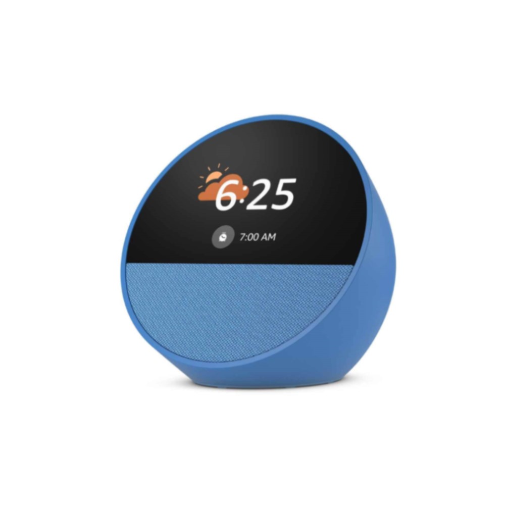 PARLANTE AMAZON ECHO SPOT B0BFC8DR7CB AZUL RELOJ ALARMA ALEXA PANTALLA 2 8