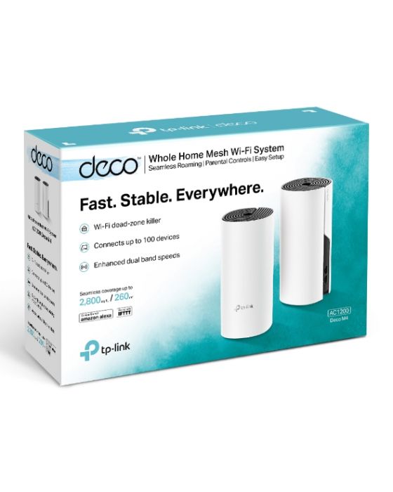 ROUTER TP LINK DECO M4  2 PACK  SISTEMA WIFI DE MALLA AC1200  QUALCOMM CPU  867MBPS 5GHZ