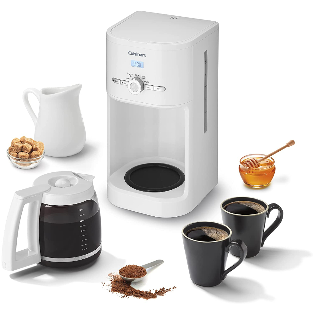 CAFETERA CUISINART PROGRAMABLE HASTA 24H ANTES JARRA 12TZ APAGADO AUTOMATICO CON FILTRO BLANCA