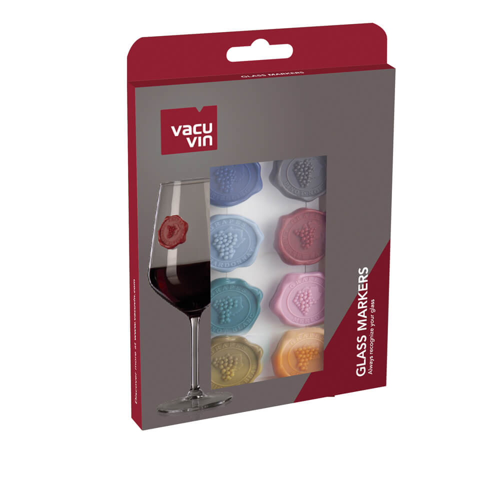 MARCADORES DE COPA DE VINO CLASSIC VACU VIN 8 PCS SILICONA PEGABLES