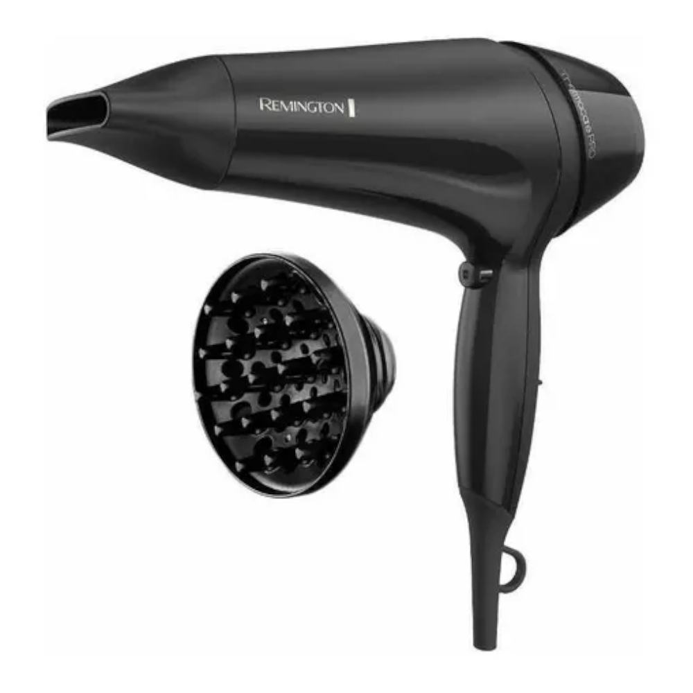 SECADOR DE CABELLO REMINGTON THERMCARE 1900W 2 VEL. 3 AJUSTES NEGRO