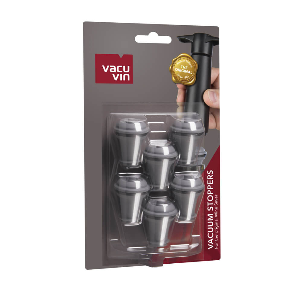 TAPON AL VACIO PARA VINO VACU VIN 6PCS COLOR GRIS