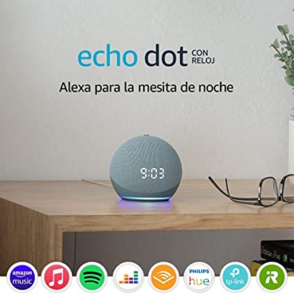 Amazon Echo Dot 4ta Gen con Reloj - Asistente Virtual con Alexa - Asistente de voz con Alexa - Parlante inteligente con Alexa