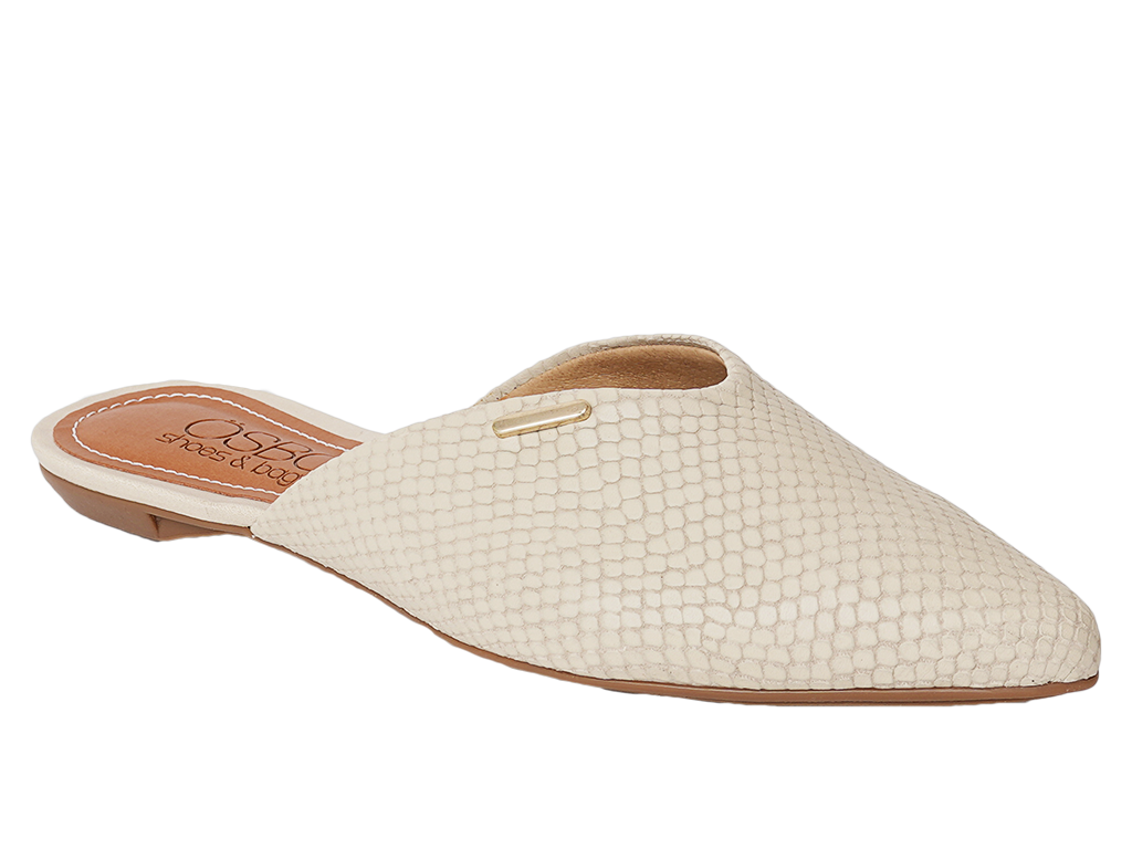 Zapato Flat Destalonado Cuero Marfil