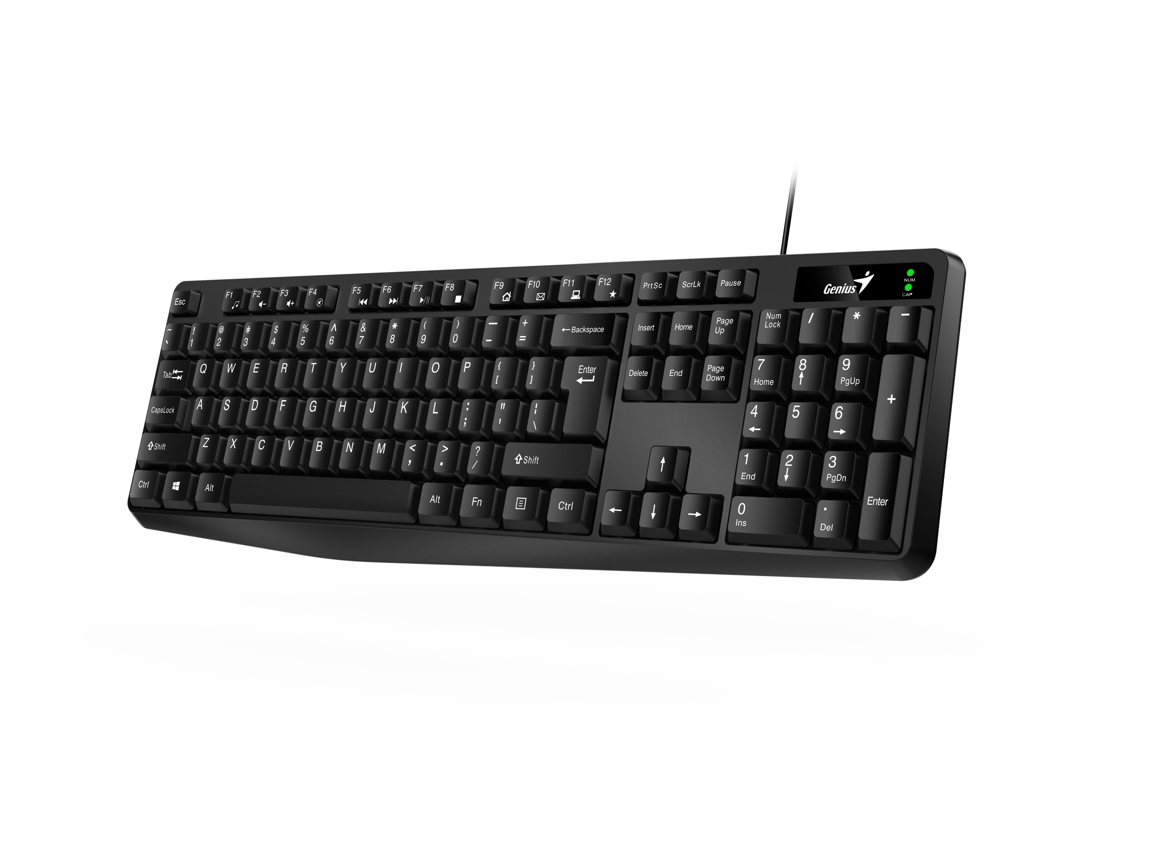 TECLADO GENIUS KB 117 NEGRO  USB  RESITENTE DERRAMES