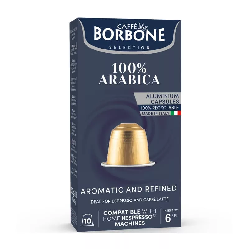 100% Arábica - Cápsula de aluminio compatible con máquina Nespresso®* - Borbone
