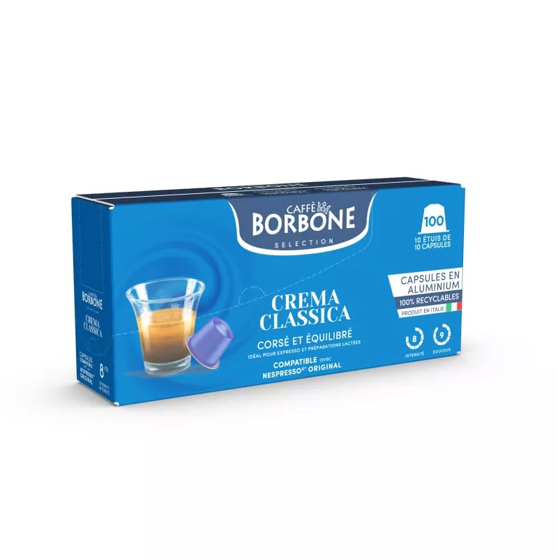 Crema Classica - Cápsula de aluminio compatible con máquina Nespresso®* - Borbone