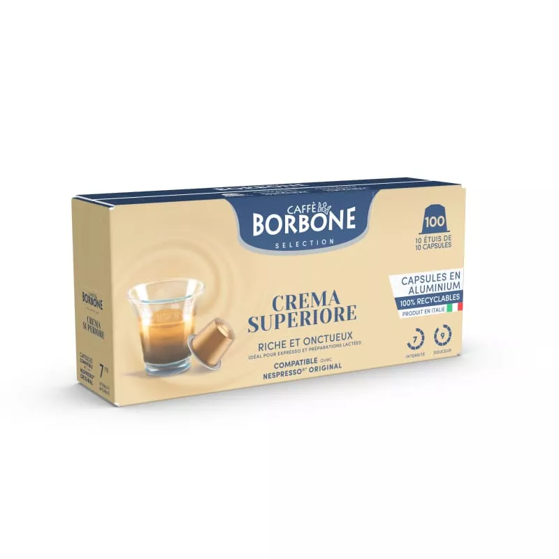 Crema Superiore - Cápsula de aluminio compatible con máquina Nespresso®* - Borbone