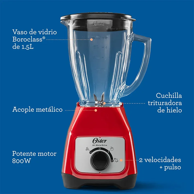 LICUADORA OSTER 2VL 550W 1 5L ROJA BLSTKAG RRD 013