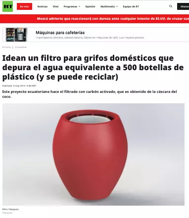 RT EN ESPAÑOL: Idean un filtro para grifos domésticos que depura el agua equivalente a 500 botellas de plástico (y se puede reciclar)