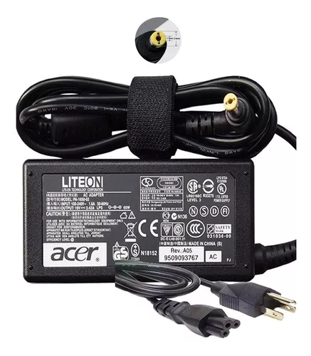 CARGADOR LAPTOP ACER 19V 3.42A PLUG NEGRO MINI