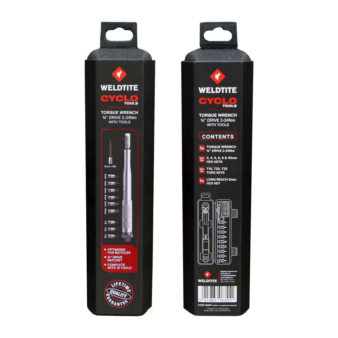 TORQUE WRENCH 1/4&#34; DRIVE 2-24Nm WITH TOOLS