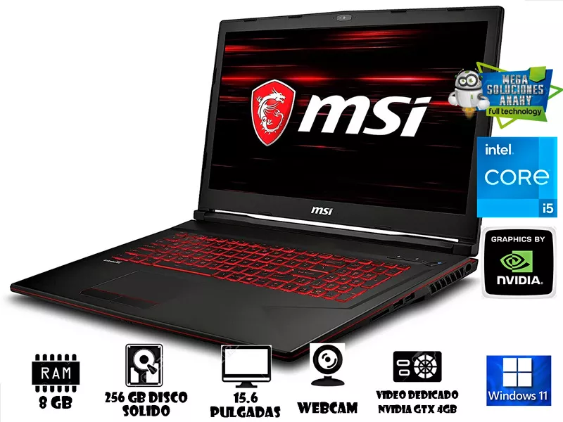 COMPUTADOR PORTATIL MSI GF63 CORE I5 8/256GB VIDEO NVIDIA 4GB