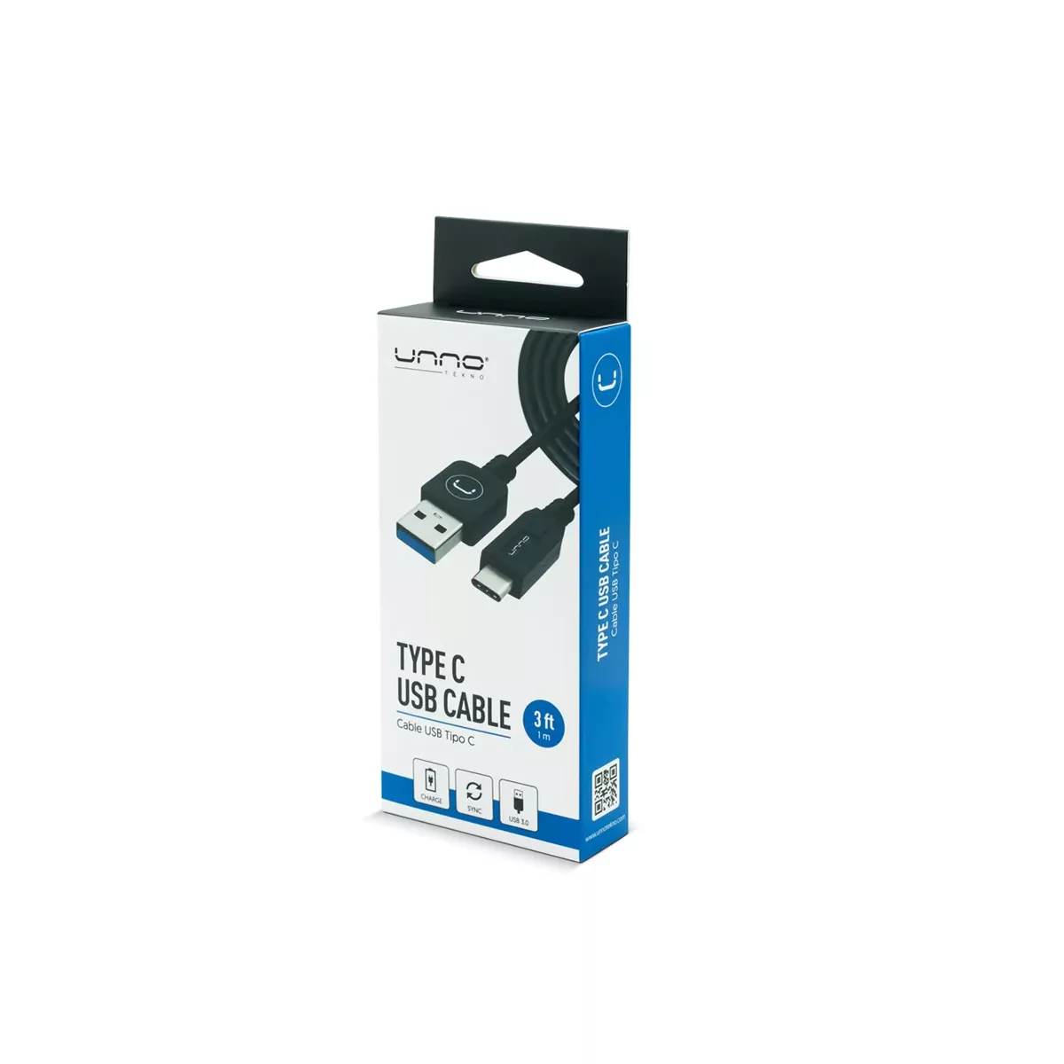 CABLE USB UNNO CB4054BK TIPO USB A   C   USB 3 0   4 8GBPS   1 5M