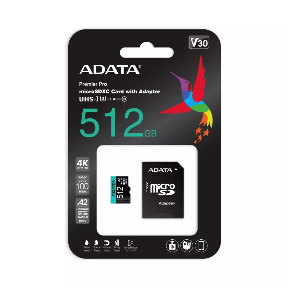 MICRO SD ADATA 512GB PREMIER PRO MICROSDXC SDHC UHS I U3 CLASS 10 V30S