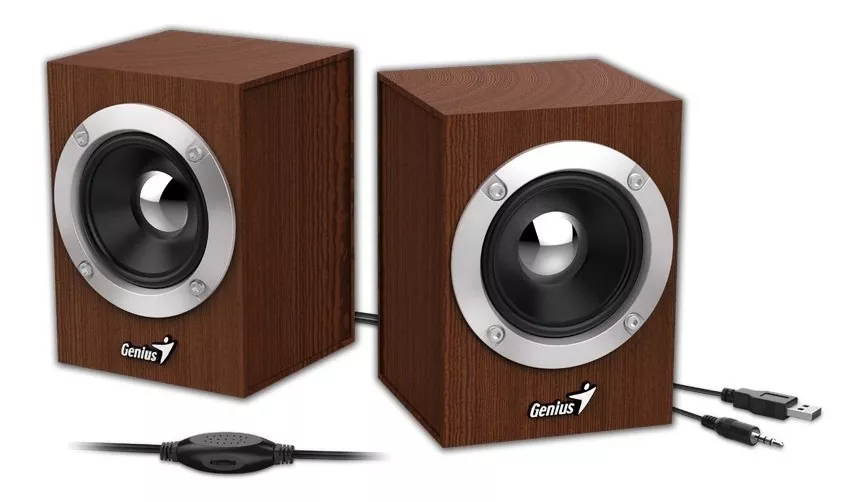 PARLANTE GENIUS SP HF280 MADERA 6W   CONTROL DE VOLUMEN   ALIMENTACION USB