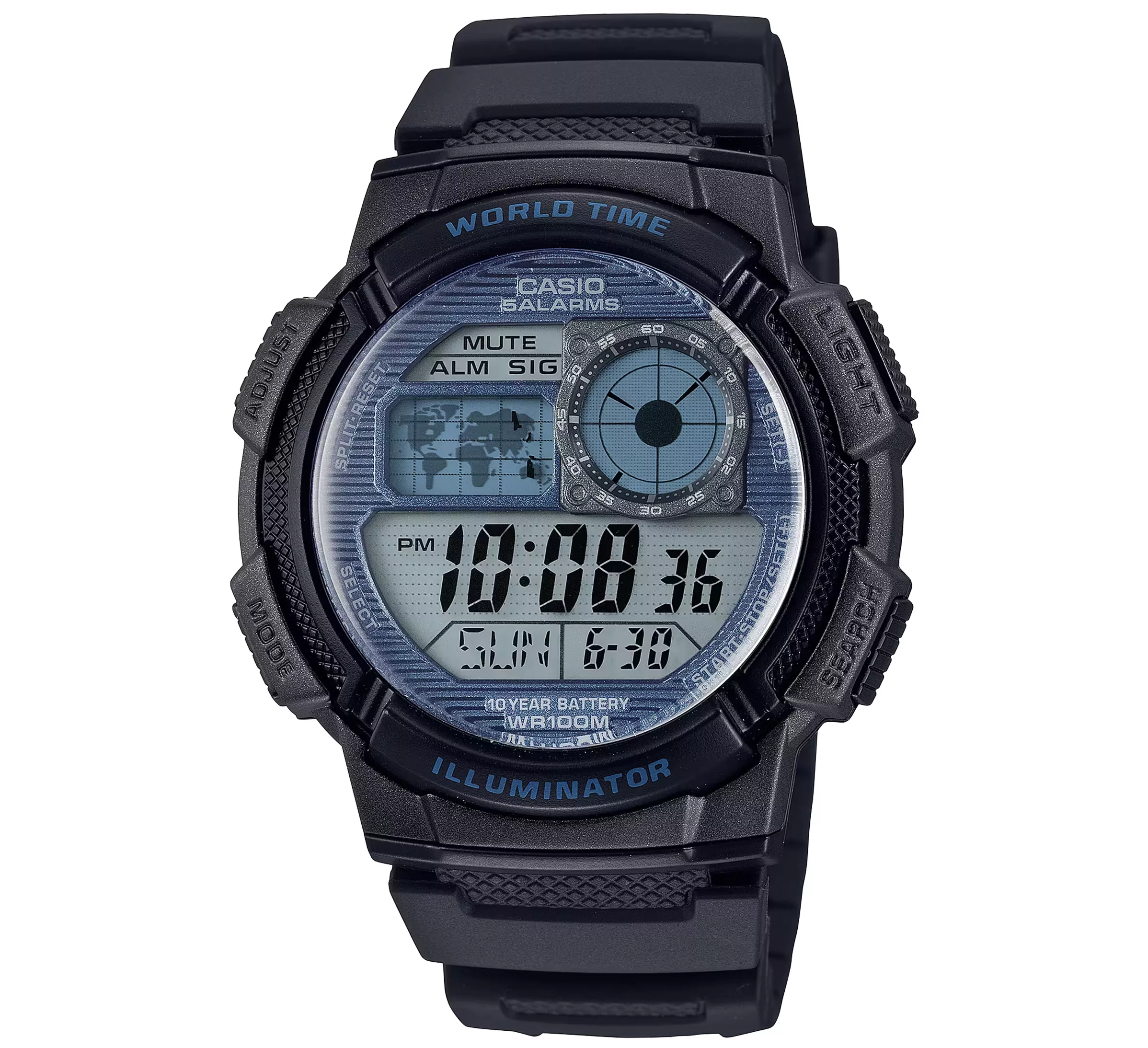 Casio Reloj cronógrafo para hombre, 5 alarmas