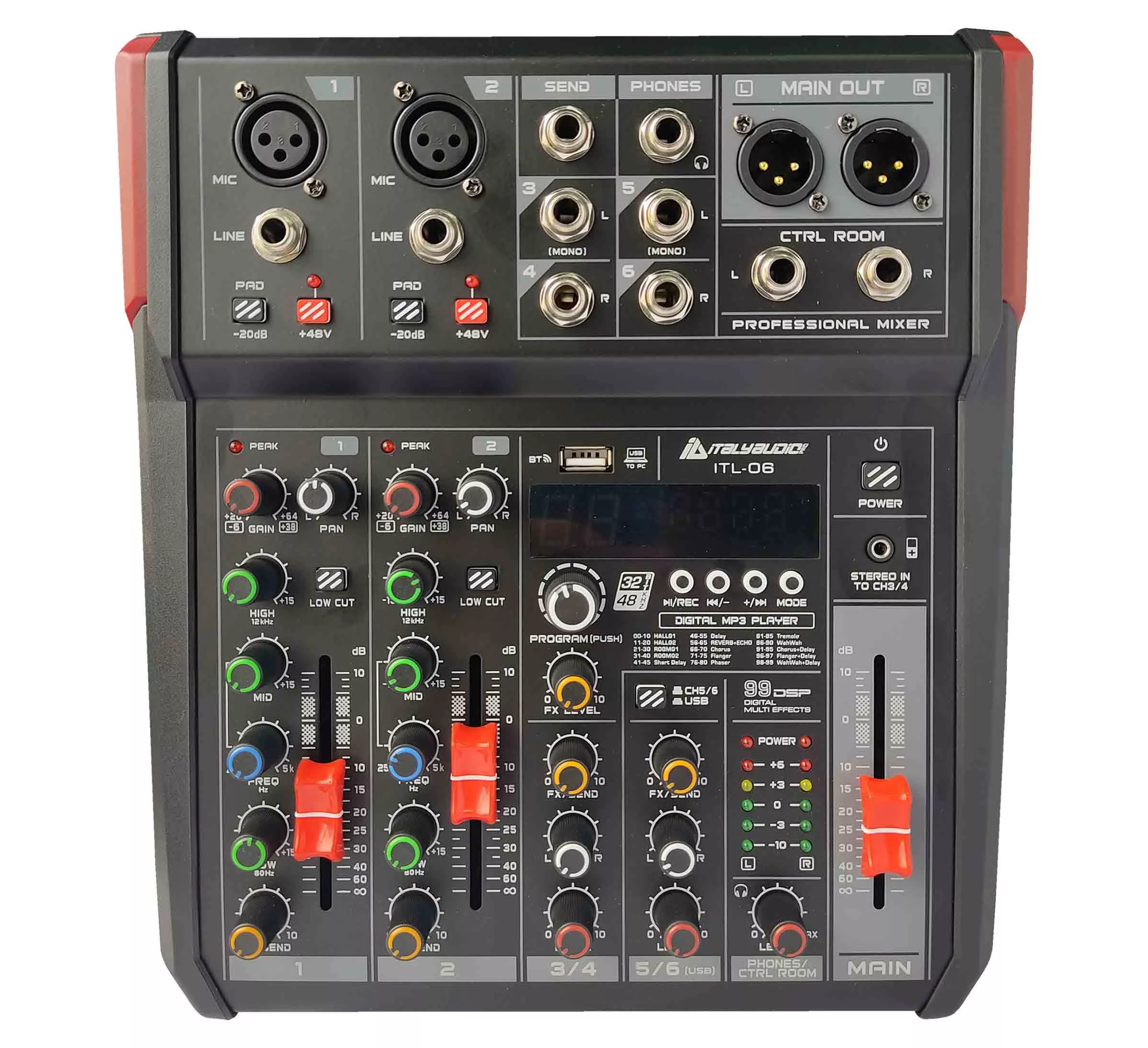 Italy Audio Consola Mixer Professional│6-Channel│ 99dsp│5v Dc