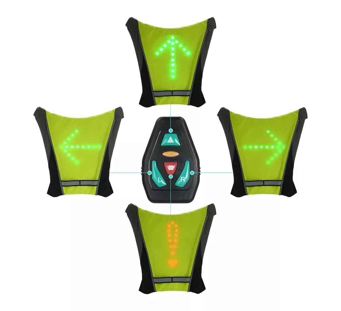 Chaleco reflectante con luz de giro led a control remoto