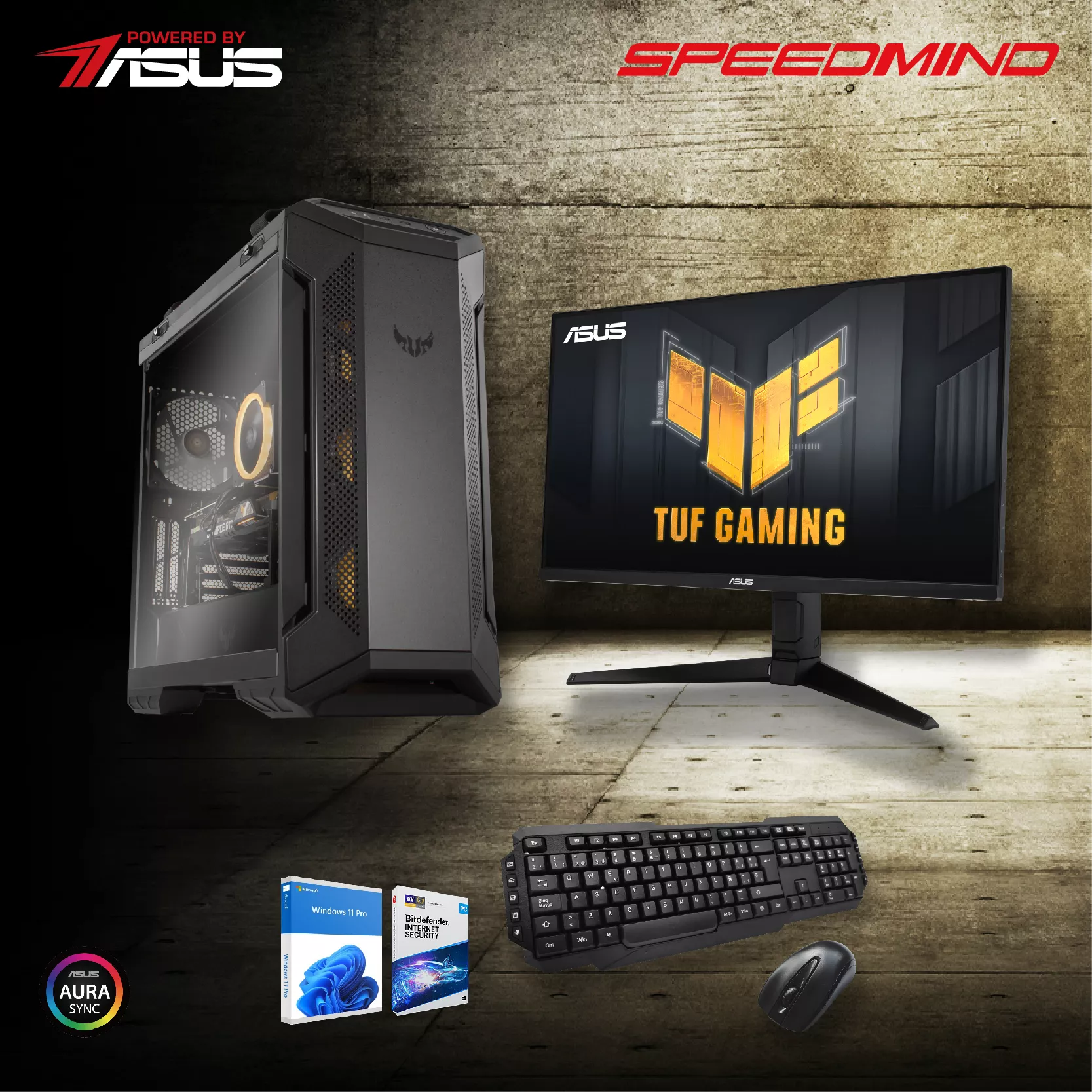 Computadora Speed-MidGaming I7-13700- 32GB RAM DDR5- 1TB NVMe- W11 Pro- Antivirus Bitdefender- Monitor gaming Asus 27" FHD- Powered By ASUS