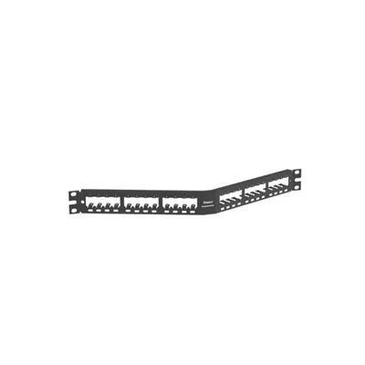 Panduit MINI COM Angled All Metal Shielded Modular Patch Panel   Patch panel   black   1U   19    24 ports