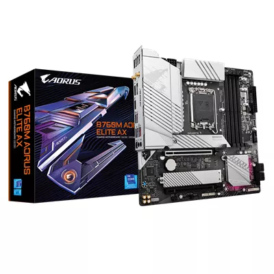 AORUS B760M ELITE AX   Placa base   micro ATX   Socket LGA1700   B760 Chipset   USB 3 2 Gen 1  USB 3 2 Gen 2  USB C Gen 2x2  USB C 3 2 Gen2   2 5 Gigabit LAN  Bluetooth  Wi Fi   Tarjeta grafica  CPU necesaria    HD Audio  8 canales