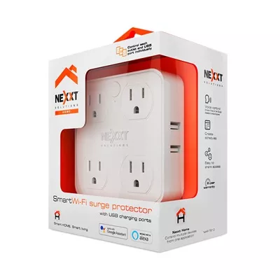 Nexxt   Solutions Connectivity   4 Outlet   4 USB   Conexion Wi Fi   4 toma corriente   4 puertos USB   Compatible con Amazon Alexa y Google Assistant   1875 W de potencia maxima   900 joules