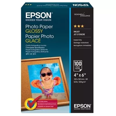 Epson   Brillante   blanco brillante   101 6 x 152 4 mm   196 g m²   100 hoja s  papel fotografico brillante   para Expression Home XP 434  Stylus Color 900  WorkForce 32X  WF 2520  2530  2540  3540