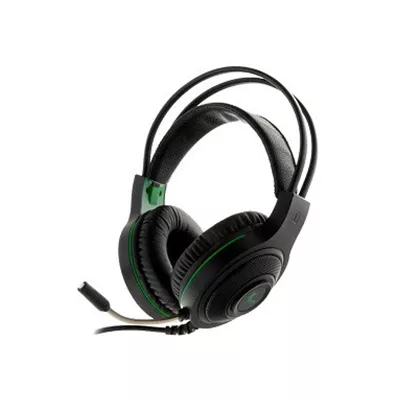 Auriculares para juegos con cable Xtech XTH 560 Insolense   Negro  detalles en verde   Conexion  3 5 mm  TRRS  Incluye un adaptador divisor hembra de 3 5 mm a enchufes duales de 3 5 mm  TRS    Control de volumen en el auricular izquierdo   7 2 pies