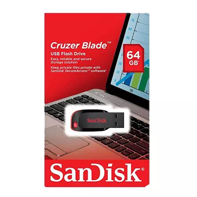 SanDisk Cruzer Blade   Unidad flash USB   64 GB   USB 2 0   negro  rojo