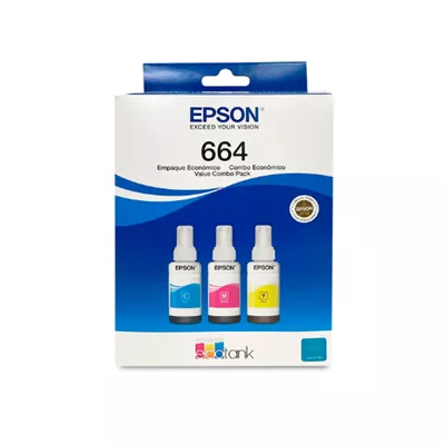 Epson T664   Paquete de 3   70 ml   amarillo  cian  magenta   original   recarga de tinta   para Epson L120  L1300  L310  L380  L395  L495  EcoTank L310  L575