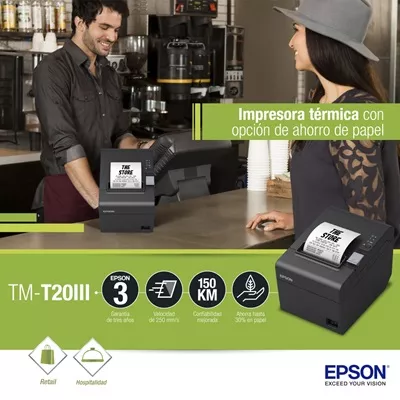 Impresora Térmica Epson Punto de Venta TM-T20III USB Ethernet