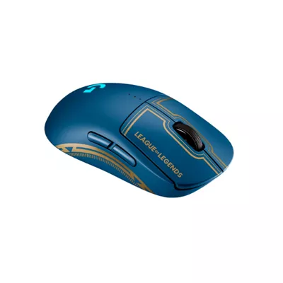 Logitech G PRO League of Legends Edition   Raton   diestro y zurdo   optico   8 botones   inalambrico  cableado   USB  LIGHTSPEED   receptor Logitech LIGHTSPEED   azul  oro
